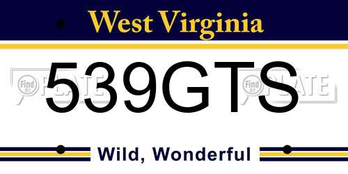 539GTS West Virginia License Plate