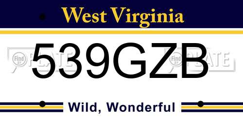 539GZB West Virginia License Plate