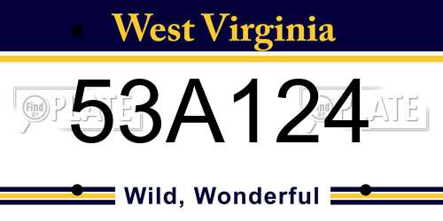 53A124 West Virginia License Plate