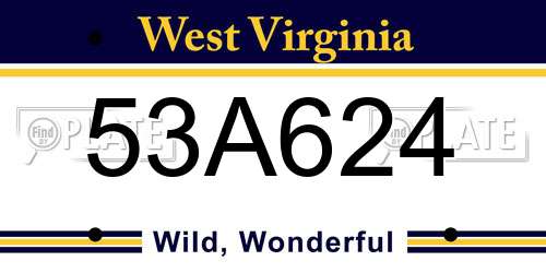 53A624 West Virginia License Plate