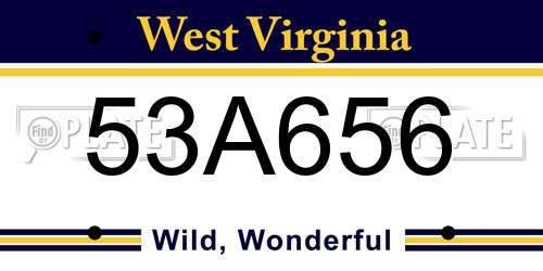 53A656 West Virginia License Plate