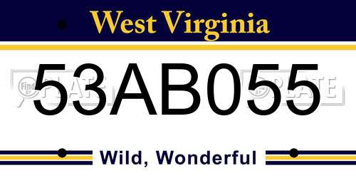 53AB055 West Virginia License Plate
