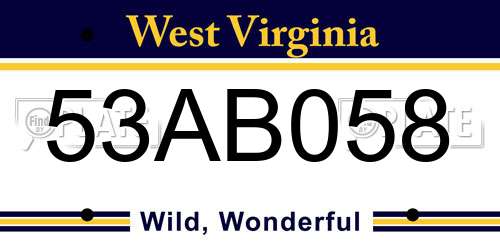 53AB058 West Virginia License Plate