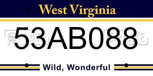 53AB088 West Virginia License Plate
