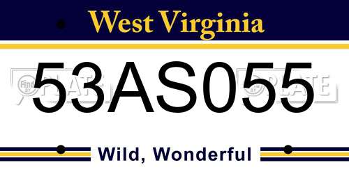 53AS055 West Virginia License Plate