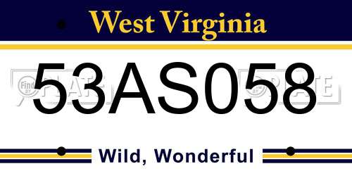 53AS058 West Virginia License Plate