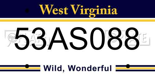 53AS088 West Virginia License Plate