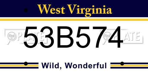 53B574 West Virginia License Plate