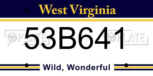 53B641 West Virginia License Plate
