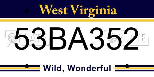 53BA352 West Virginia License Plate
