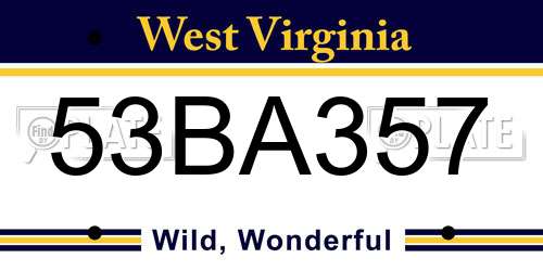 53BA357 West Virginia License Plate