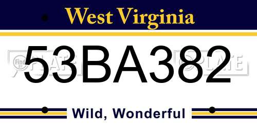 53BA382 West Virginia License Plate
