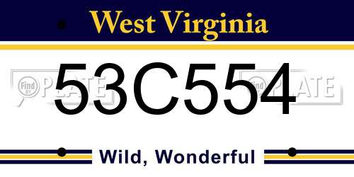 53C554 West Virginia License Plate