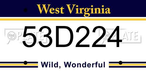 53D224 West Virginia License Plate