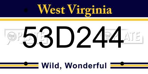 53D244 West Virginia License Plate