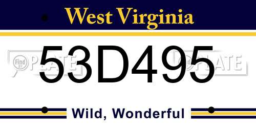 53D495 West Virginia License Plate