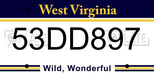 53DD897 West Virginia License Plate