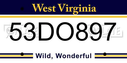 53DO897 West Virginia License Plate