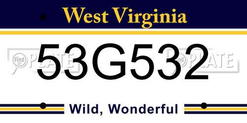 53G532 West Virginia License Plate