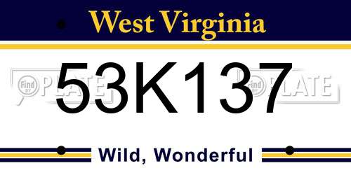 53K137 West Virginia License Plate