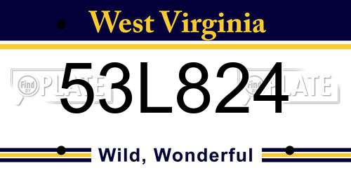 53L824 West Virginia License Plate