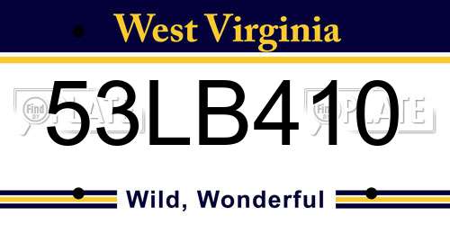 53LB410 West Virginia License Plate