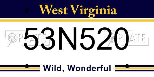 53N520 West Virginia License Plate