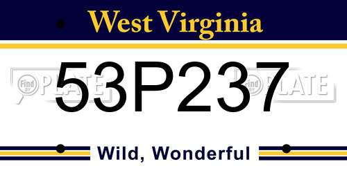 53P237 West Virginia License Plate