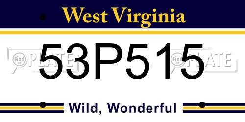 53P515 West Virginia License Plate