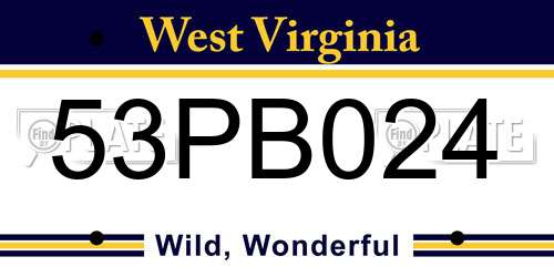 53PB024 West Virginia License Plate