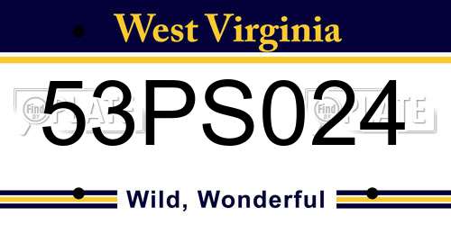 53PS024 West Virginia License Plate