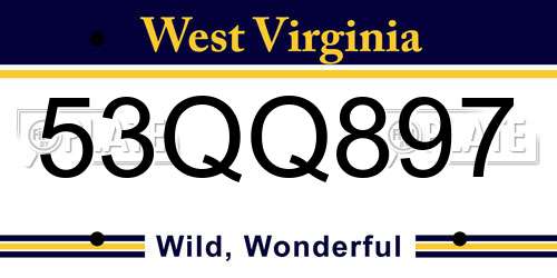 53QQ897 West Virginia License Plate