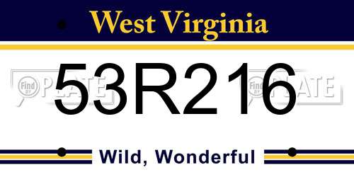 53R216 West Virginia License Plate