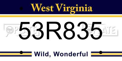 53R835 West Virginia License Plate