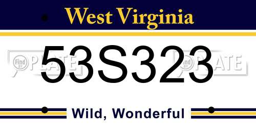 53S323 West Virginia License Plate
