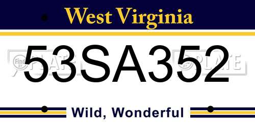 53SA352 West Virginia License Plate