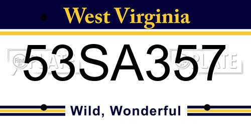 53SA357 West Virginia License Plate