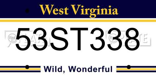 53ST338 West Virginia License Plate