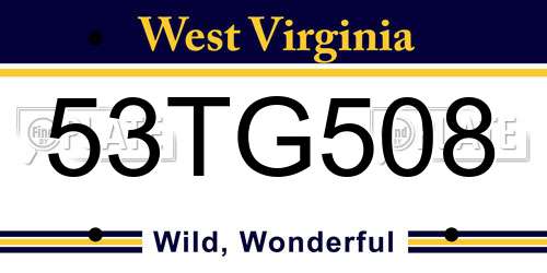 53TG508 West Virginia License Plate