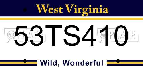 53TS410 West Virginia License Plate
