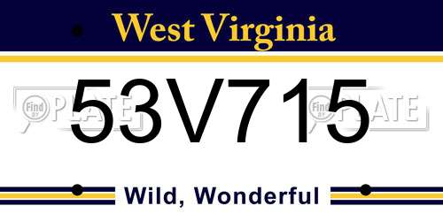 53V715 West Virginia License Plate