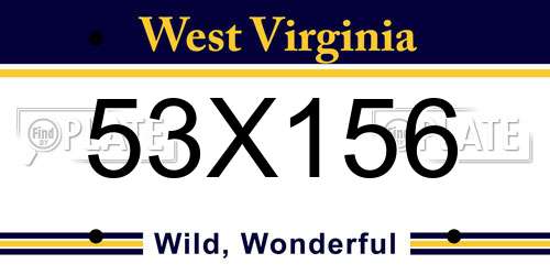53X156 West Virginia License Plate