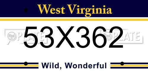 53X362 West Virginia License Plate