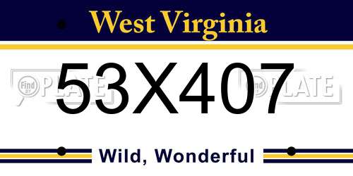 53X407 West Virginia License Plate