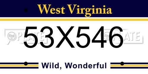 53X546 West Virginia License Plate