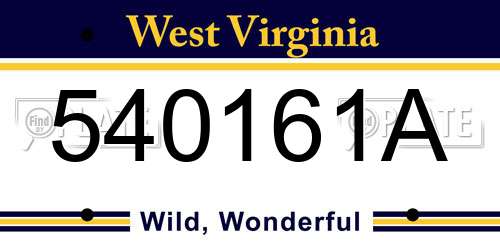 540161A West Virginia License Plate