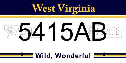 5415AB West Virginia License Plate