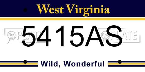 5415AS West Virginia License Plate