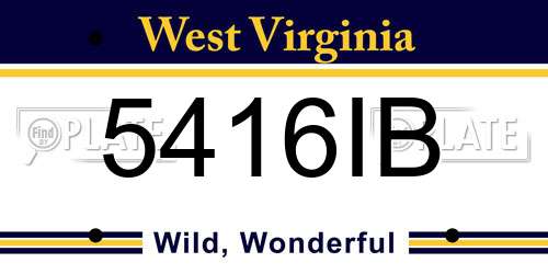 5416IB West Virginia License Plate