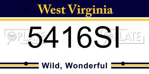 5416SI West Virginia License Plate